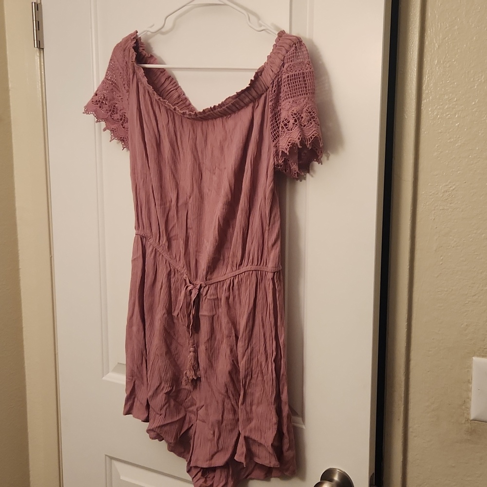 Pink off shoulder romper XL
